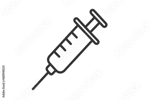 Syringe thin line icon. Medical injection symbol. Vector concept for vaccination, immunization, healthcare, and treatment. Simple linear medical tool for clinic or hospital.