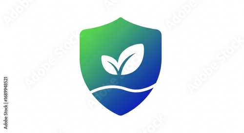 Eco friendly protection logo design for environment safety and natural resources conservation concept art