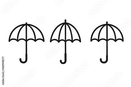 Umbrella line icon set. Simple outline pictogram collection for web and mobile app. Concept of rain, weather, protection, safety, security, insurance. Minimal vector symbol.