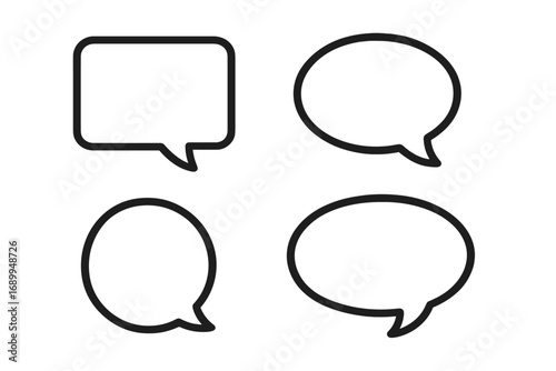 Set of chat icons. Vector illustration of blank speech bubbles. Communication signs for talk, dialogue, and messages. Isolated elements for web, app design, or social media.