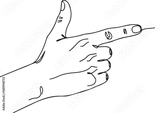 Line Drawing of a Hand Pointing with Index Finger Keywords: hand, pointing, finger, index finger