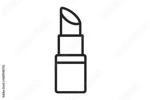 Lipstick outline icon. Makeup symbol. Beauty product concept. Vector cosmetic illustration. Fashion accessory. Glamour sign. Lip care pictogram. Minimalist linear graphic design.