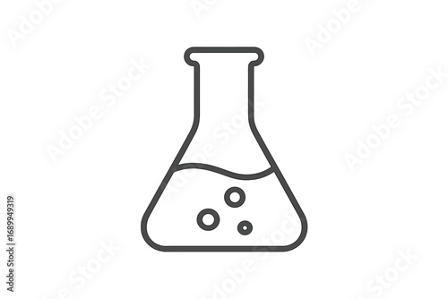 Minimalistic Laboratory Flask Icon, Thin Line Vector Illustration, Chemistry Glassware for Web Design, Apps, Banners, Social Media, Science and Lab Concepts