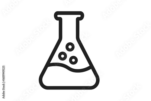 Laboratory Flask Minimalistic Outline Icon for Web Design, Graphic Design, Apps, Banners, Social Media, Cards, Science and Chemistry Vector Illustration Transparent Background