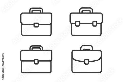 Briefcase line icon set for business and finance. Vector collection of portfolio, work, and career symbols. Thin outline pictograms for web design, apps, and UI UX. Editable stroke.