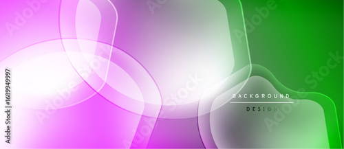 Abstract fluid shapes, vibrant colors blend. Modern design, smooth gradients create dynamic composition. Background features soft light effects.