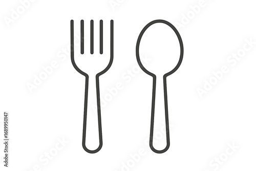 Fork and spoon line icon set. Simple cutlery symbol for restaurant menu design. Tableware for eating, food, and dining concept. Vector graphic for kitchen or cafe logo.