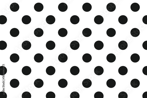 Seamless polka dot pattern background. Classic black and white geometric design. Abstract vector illustration of repeating circles. Simple monochrome dotted fabric texture.