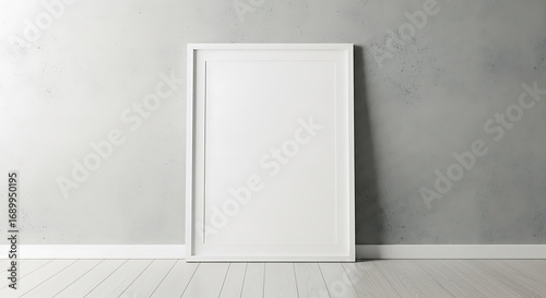 White Picture Frame on Gray Wall.