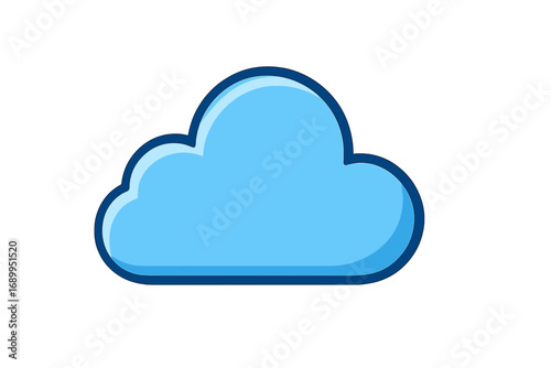 Blue cloud shape icon. Simple vector cartoon illustration for weather forecast or cloud computing data storage. Clean, modern sky symbol for web, app, or logo design.