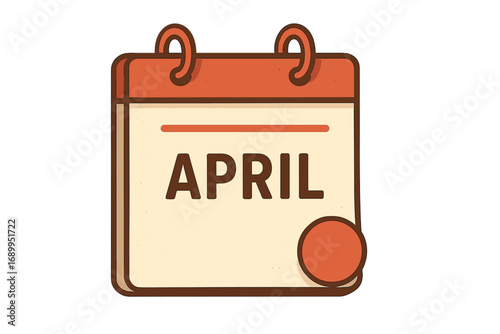 Trendy flat style calendar icon for the month of April. Isolated business element and reminder for deadlines. Vintage monthly template. Vector cartoon illustration of a schedule organizer.