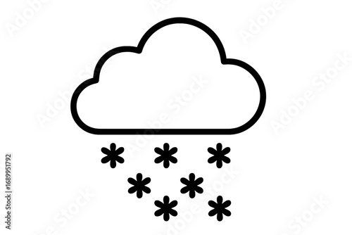 Snow under cloud outline vector icon. Simple weather symbol for graphic and web design. Winter season concept. Meteorology sign. Snowfall, blizzard, snowstorm illustration.
