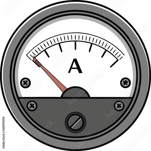 Ammeter Electrical Measurement Illustration. Classic Ammeter Device Creative Artwork. Ammeter Laboratory Tool Design. Electrical Ammeter Technical Drawing. Scientific Ammeter Equipment Illustration