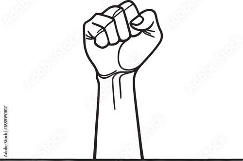 Raised fist illustration on white background power