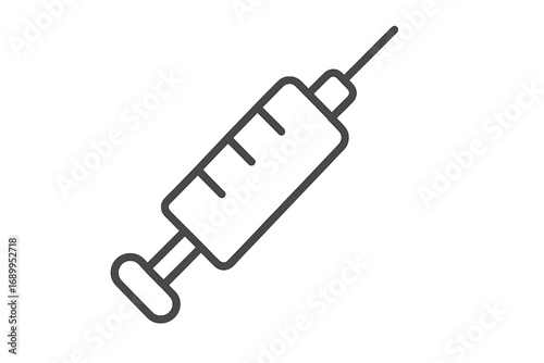 Syringe outline vector icon. Medical injection, vaccination, and immunization concept. Health care symbol for dose of medicine, flu shot, treatment, or cosmetic injections.
