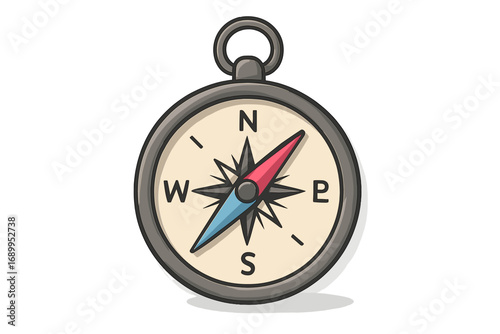 Classic compass vector illustration. Symbol for navigation, direction, guidance, and finding your way. Retro cartoon icon for travel, adventure, exploration, and discovery.