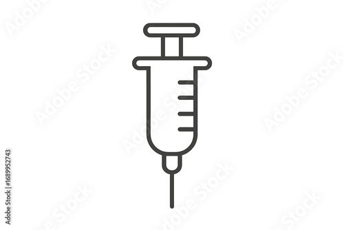 Syringe outline vector icon. Medical injection symbol. Concept of vaccination, immunization, healthcare, treatment. Medicine, vaccine, and drug dose. Doctor, nurse, hospital.