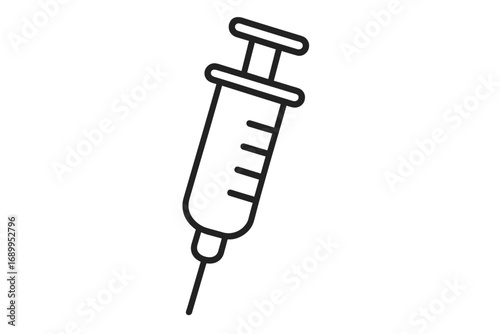 Syringe line icon. Medical injection, vaccination concept. Vector outline symbol for health care, medicine, science. Drug dose, needle shot simple illustration for web design.