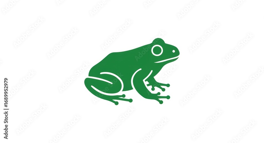 Obraz premium Simple Green Frog Icon on White Background