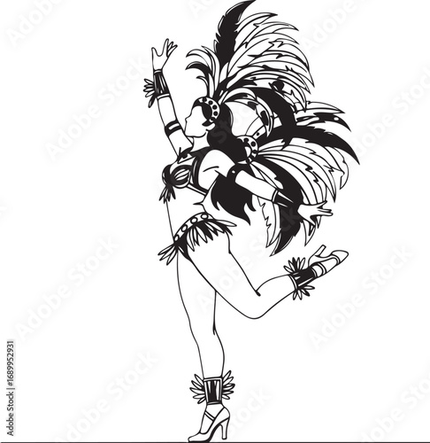 Minimal Samba Dancer Line Art Illustration.253Z