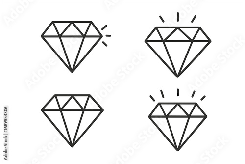 Set of diamond vector icons. Royal diamond brilliant outline vector isolated icon. Gemstone, crystal, jewel graphic. Luxury, wealth, quality, premium, treasure concept.
