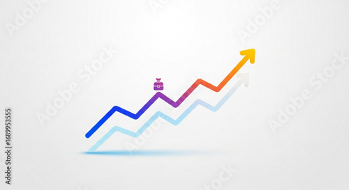 Financial growth chart showing profit increase and investment success with upward trend line graph