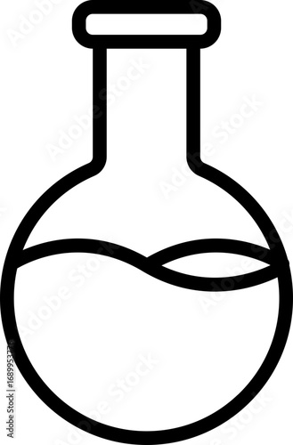 Black round bottom flask icon - outline