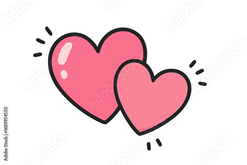 Two cute pink hearts vector icon. Love, romance and affection symbol. Simple cartoon illustration for Valentine's Day. Couple relationship concept. Adorable romantic graphic.