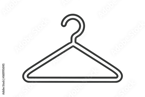 Outline icon of a clothes hanger. Simple vector cartoon illustration for fashion, retail, and wardrobe concepts. Minimalist design for closet, laundry, or dry cleaning service.