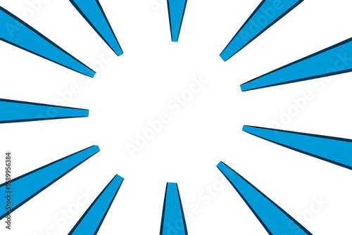 Pop art cartoon blue vector background. Abstract comic speed lines. Radial sunburst effect for surprise or explosion. Manga style zoom focus illustration for action comics.