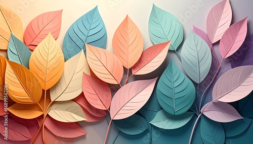 colorful paper cut leaves gentle nature background