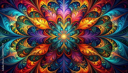 vibrant fractal mandala pattern abstract art background