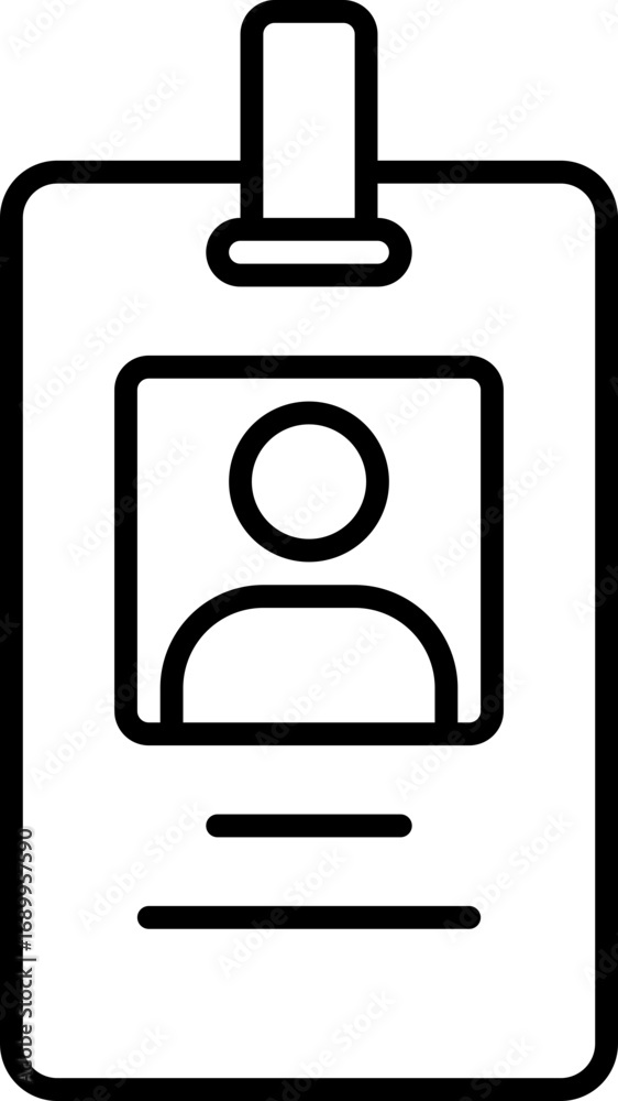 Fototapeta premium Black ID card icon - outline