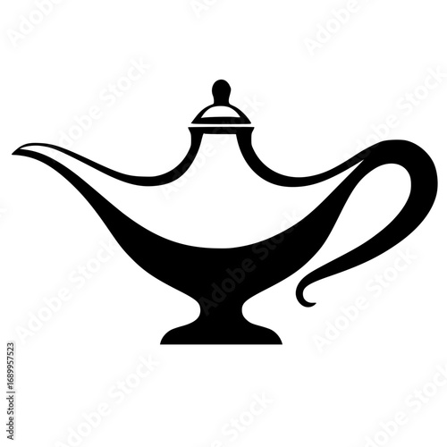 Mysterious genie lamp silhouette