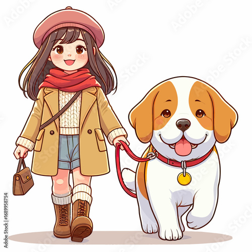 Girl walking with dog (1)