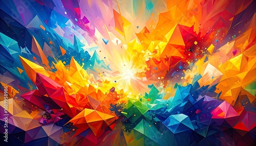 vibrant abstract geometric explosion background