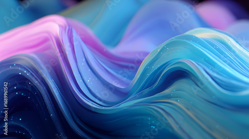 Vibrant abstract wave pattern in blue and pink