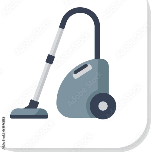 Simplified vector art of a gray vacuum cleaner suitable for cleaning service logos or household cleaning promotions. Ideal for home services marketing.