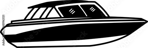 black and white illustration of a Speedboat