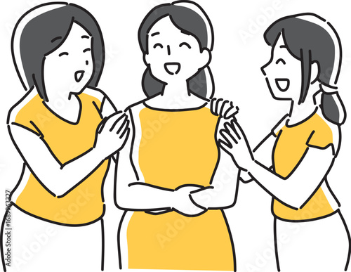 笑顔で仲の良い女性3人