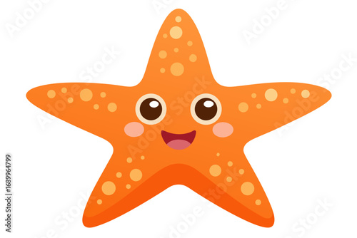Orange starfish isolated on a tropical beach in the ocean