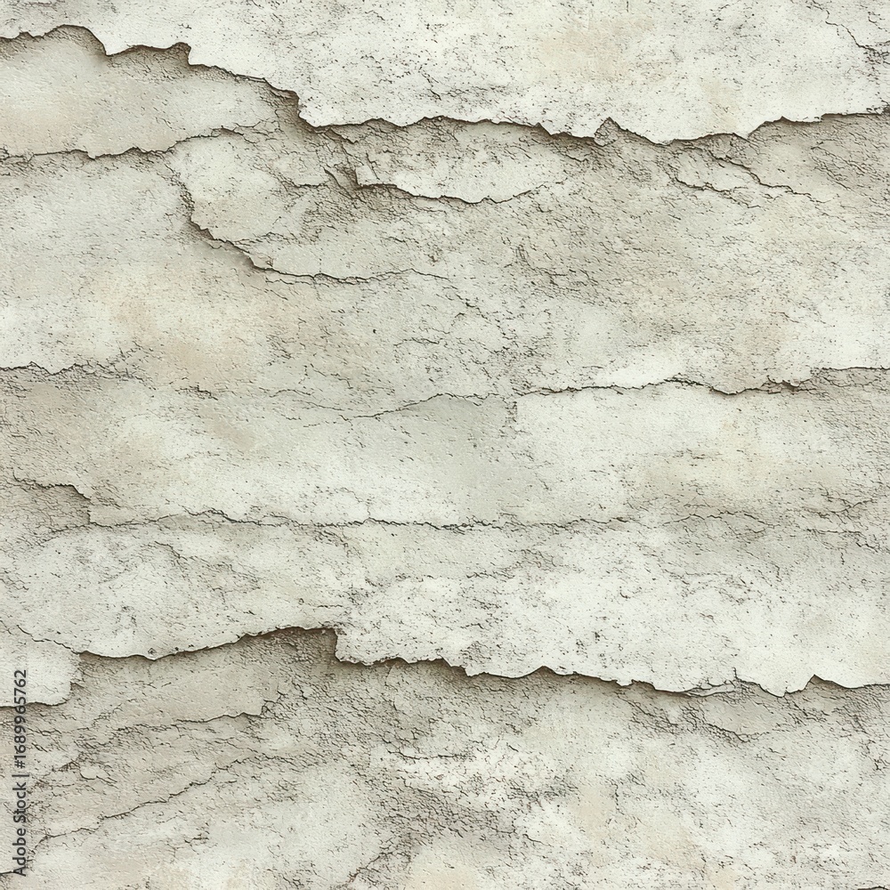Obraz premium close-up of an aged, cracked, and peeling beige wall showing layers of deteriorated plaster and rough texture