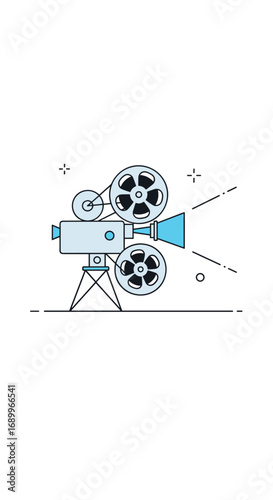 Vintage film projector showing cinematic memories under the stars
