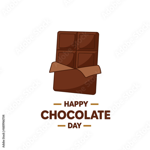 A graphic of a chocolate bar with a message celebrating Chocolate Day.