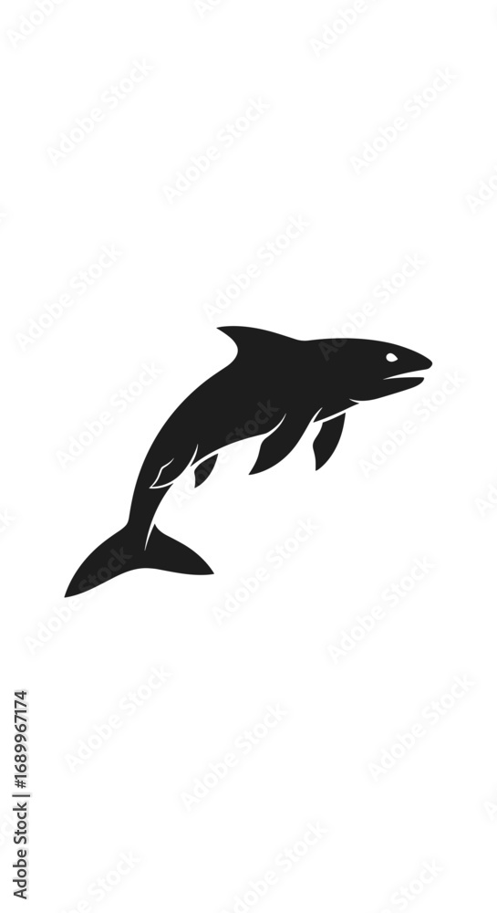 Fototapeta premium Captivating oceanic mammal silhouette depicting a dolphin or orca mid leap above the water