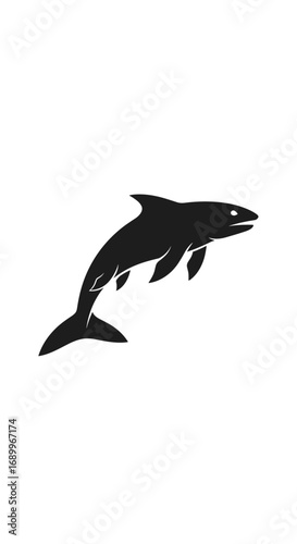 Captivating oceanic mammal silhouette depicting a dolphin or orca mid leap above the water
