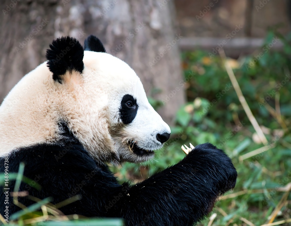 Obraz premium Panda eating bamboo