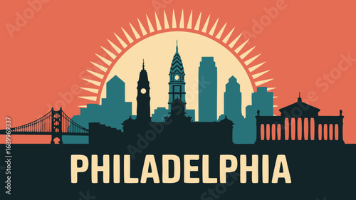 Philadelphia Skyline Vector Illustration A Retro Cityscape Design