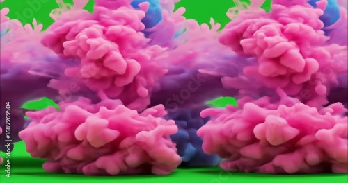 Colorful smoke explosion on green background (5)