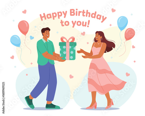 Delightful Birthday Celebration with a Thoughtful Gift Exchange Between Two Joyful People